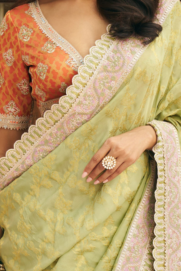 Chandrika Banarsi Green Saree