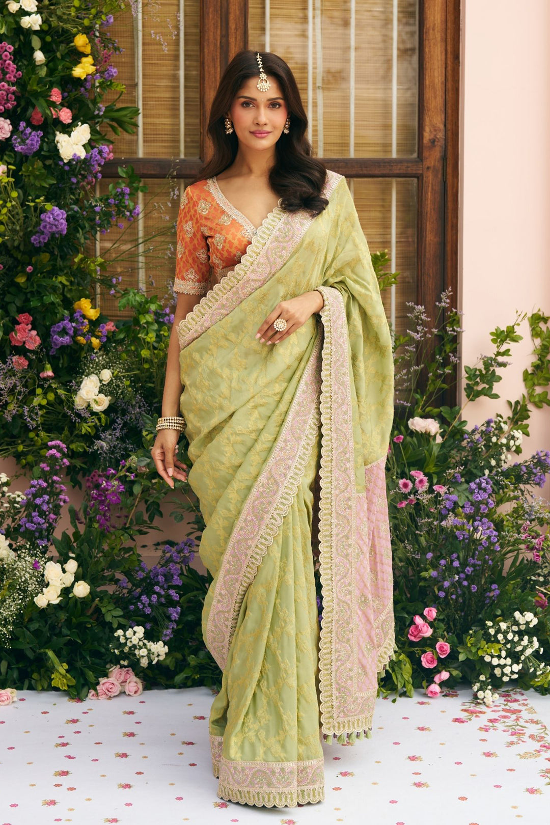 Chandrika Banarsi Green Saree