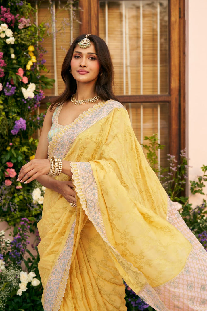 Chandrika Banarsi Mustard Saree