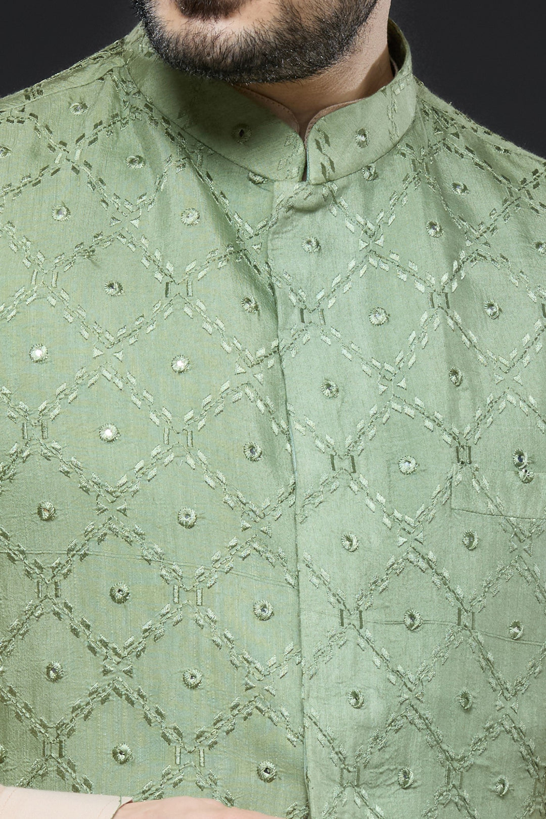 Sage Green Mirror Vest Set