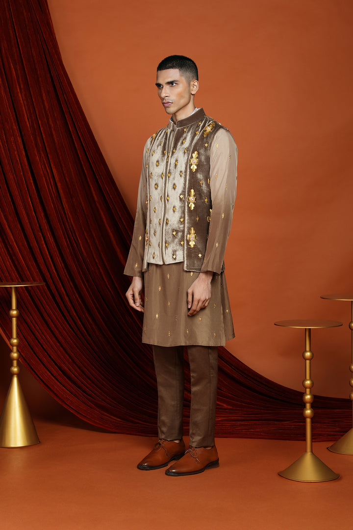 Asher - Brown Vest Jacket Set