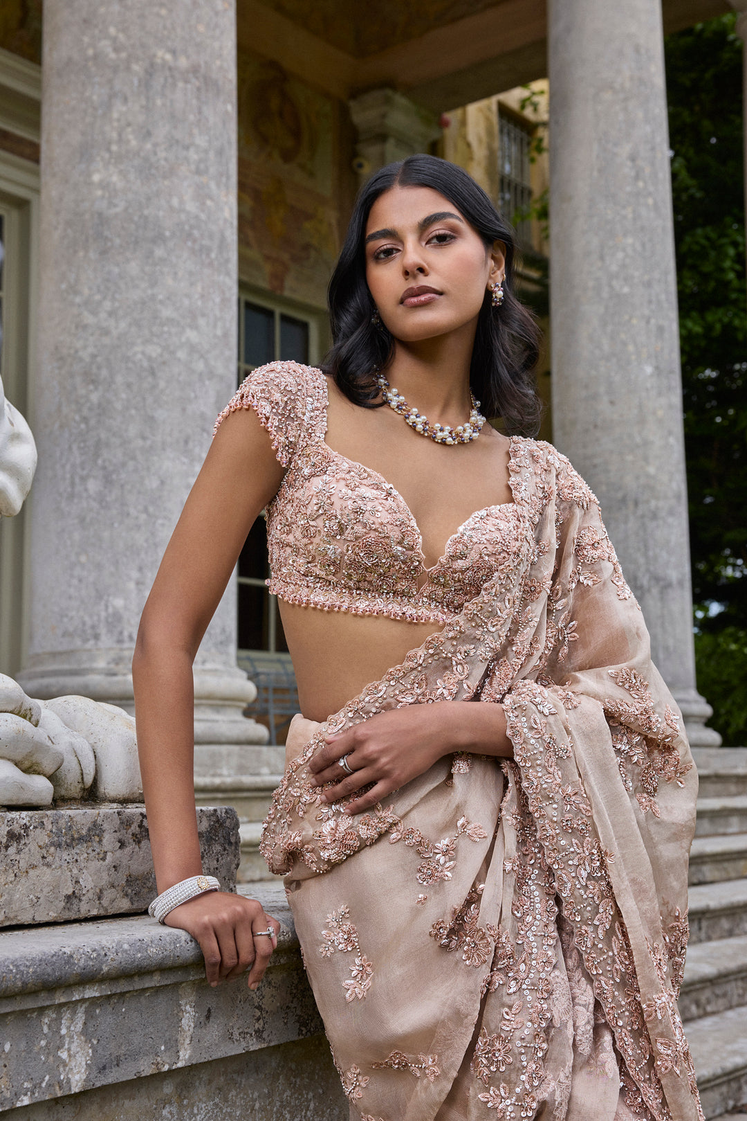 Rose Gold Sequin Saree