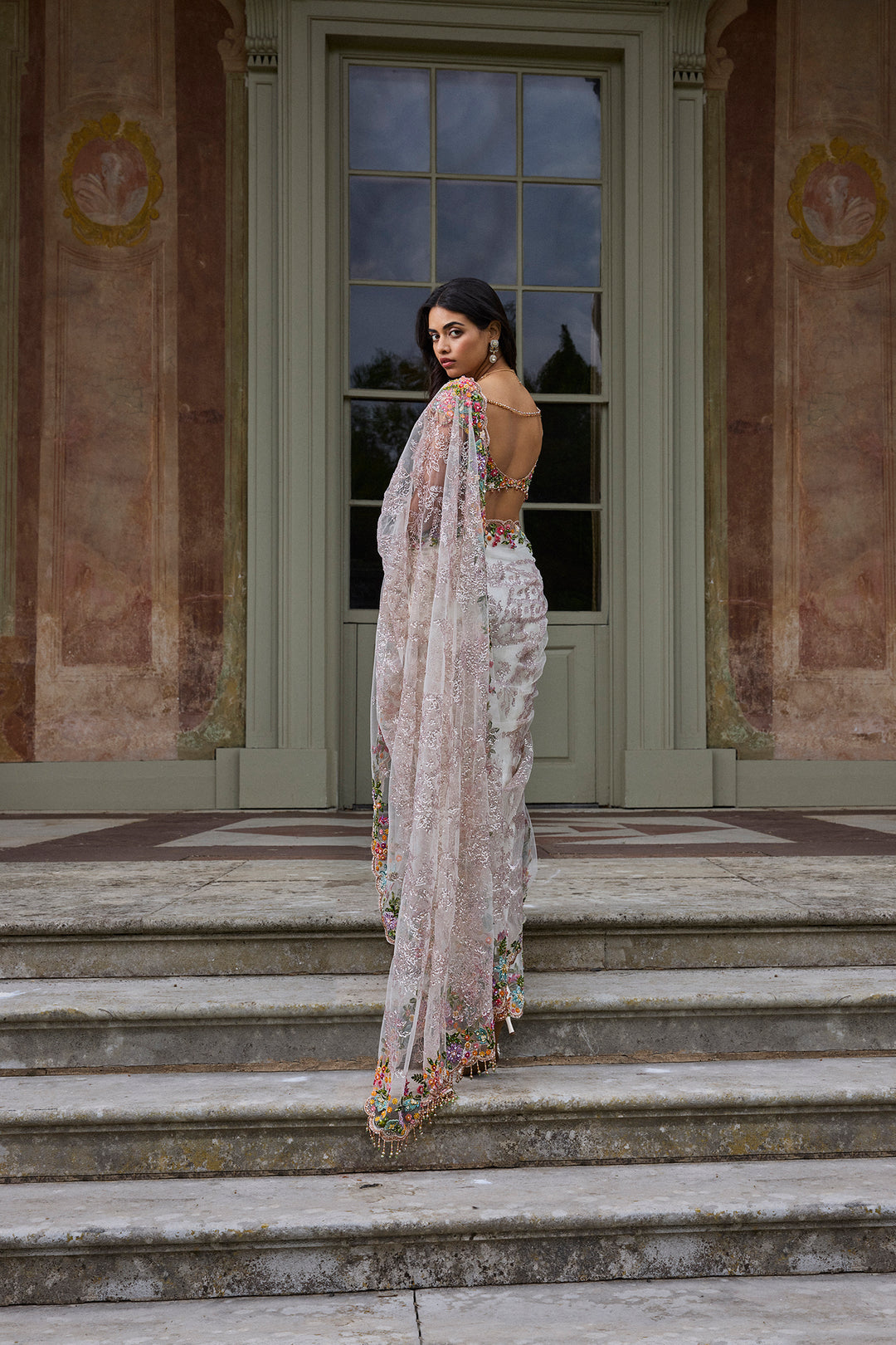 Nude Multi- Coloured Saree