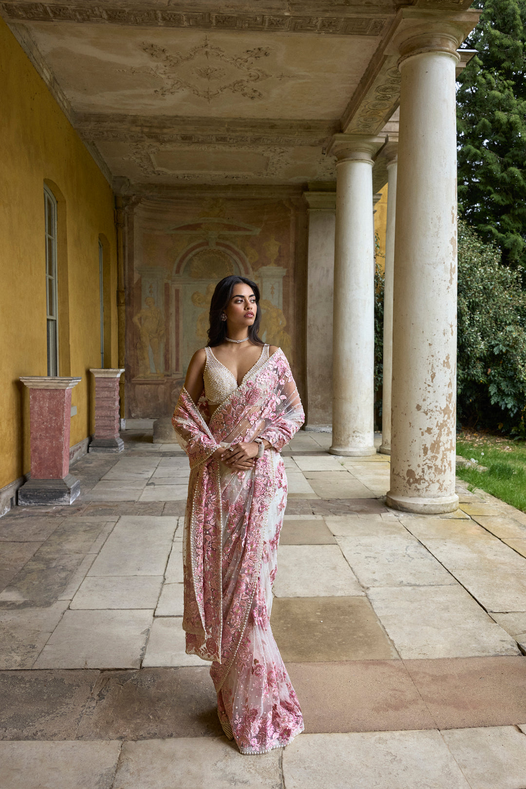 Pastel Pink Thread Work Saree