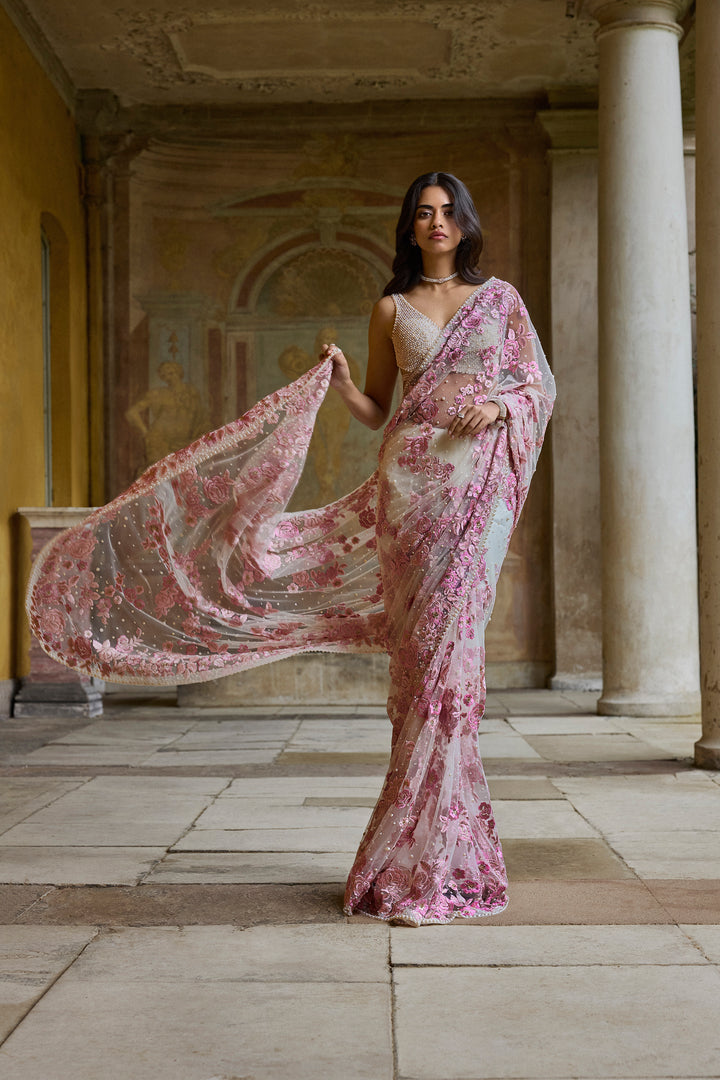 Pastel Pink Thread Work Saree