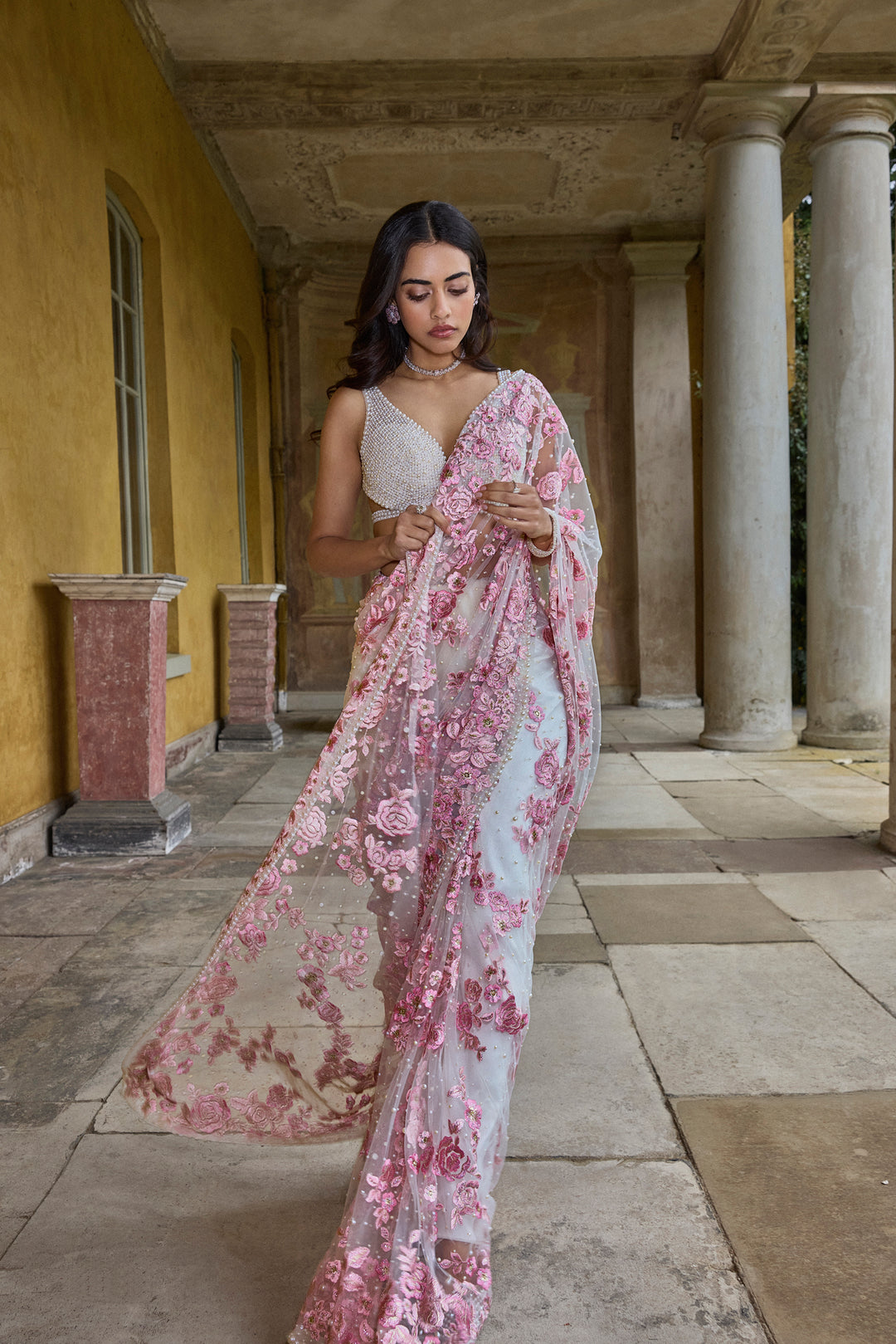Pastel Pink Thread Work Saree