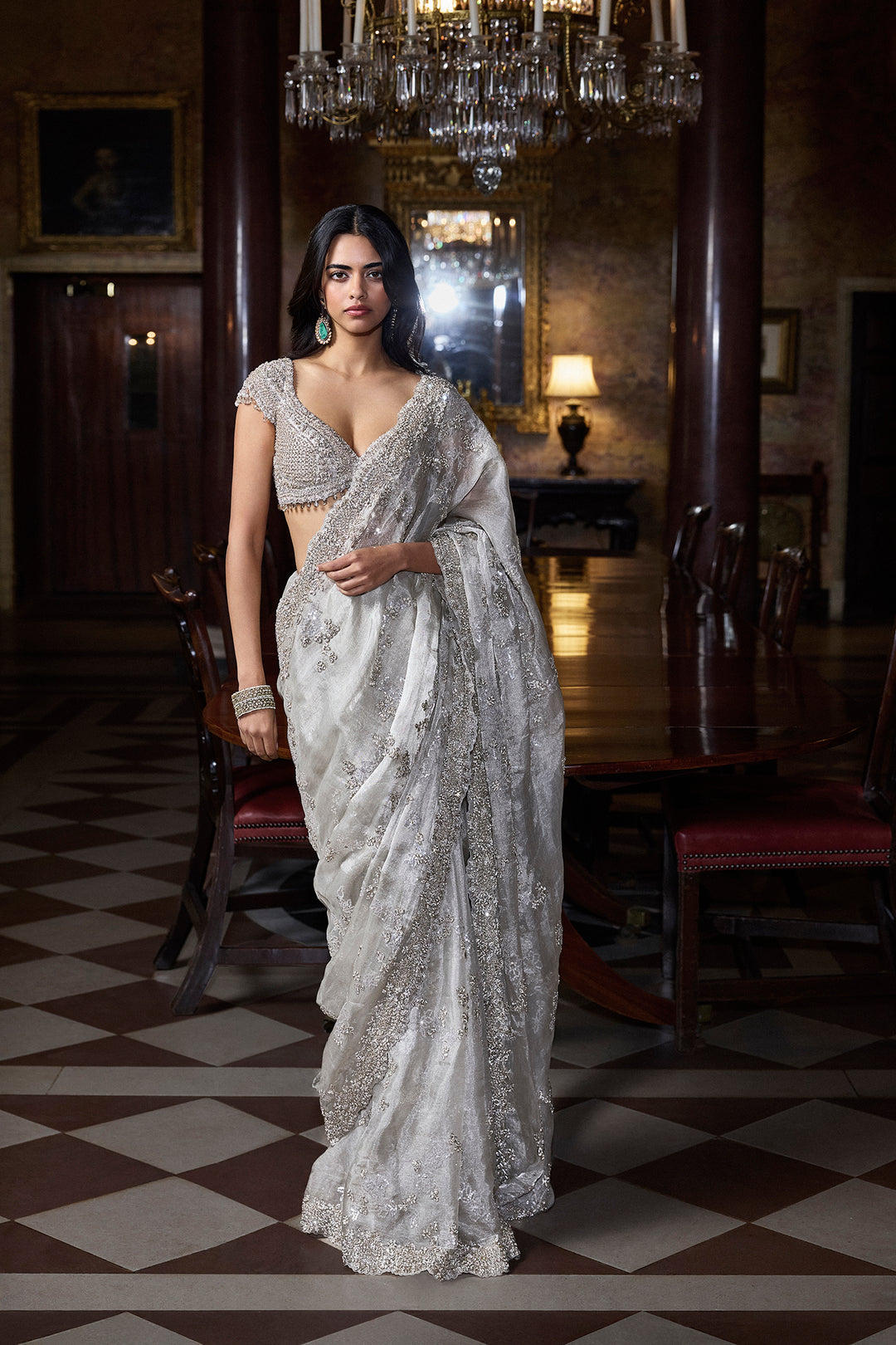 Champagne Zardosi Saree
