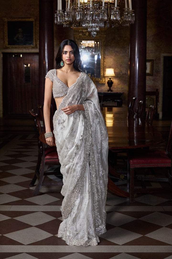 Champagne Zardosi Saree