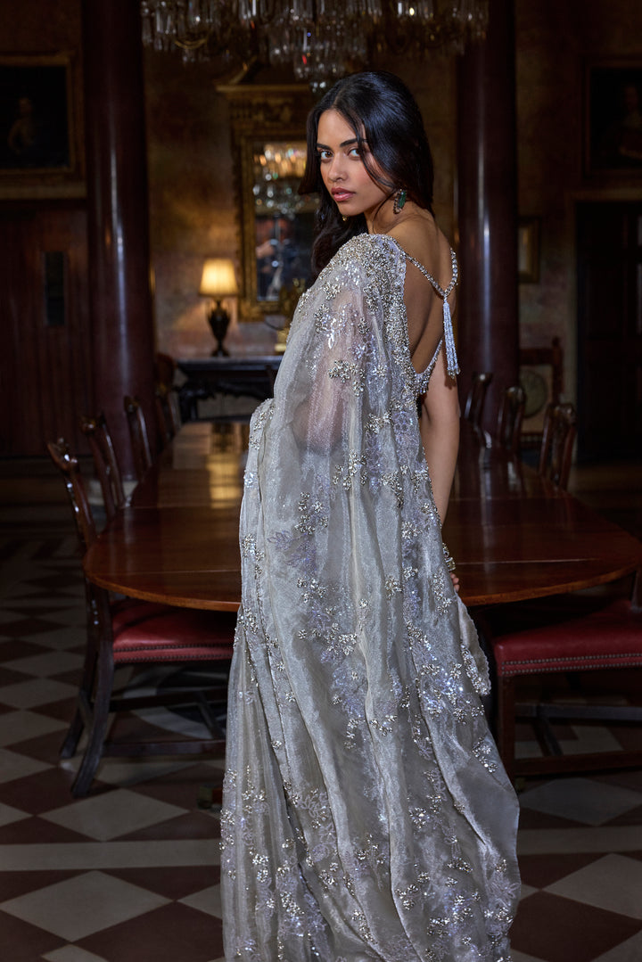 Champagne Zardosi Saree