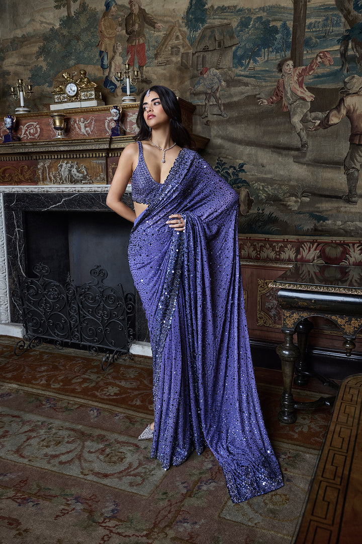 Mauve Sequin Saree