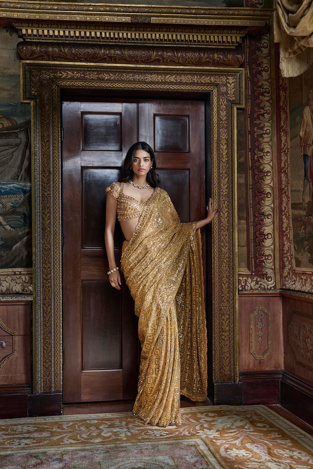 Antique Gold Crsytal Saree