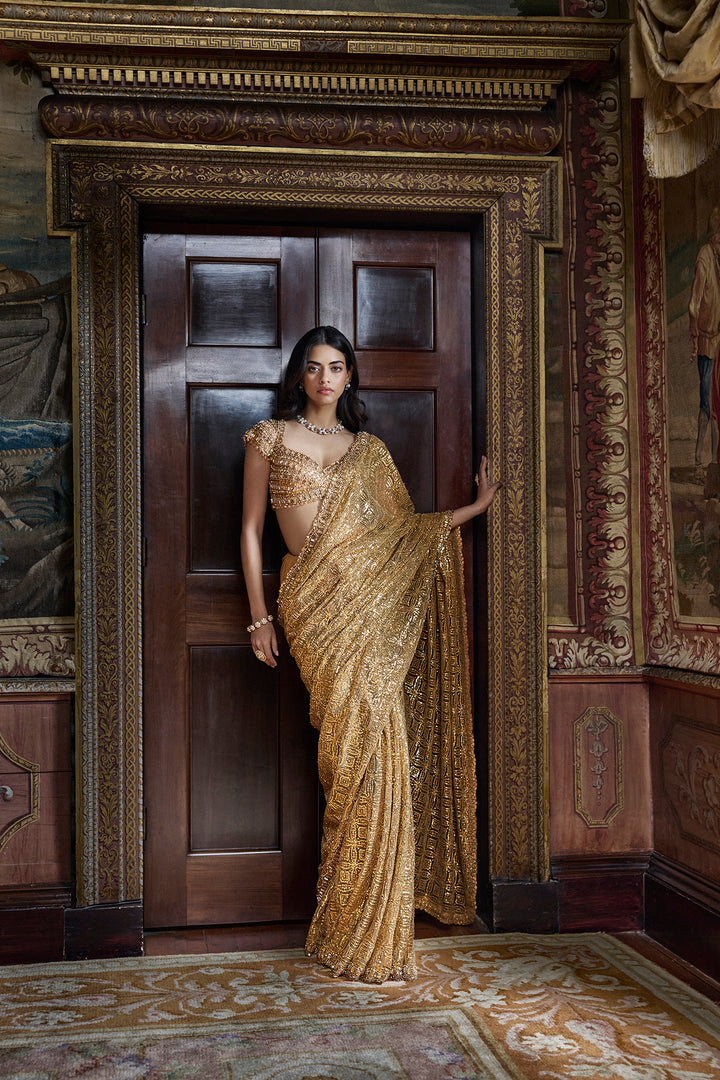 Antique Gold Crsytal Saree
