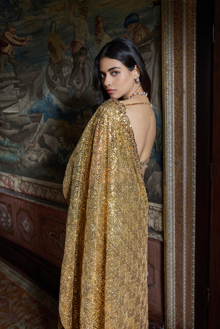 Antique Gold Crsytal Saree