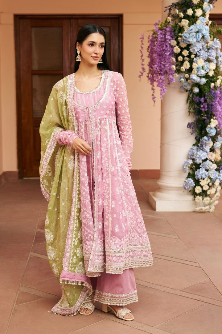 Organza Anarkali Afsana Lilac Kurta Set With Organza Afsana Dupatta