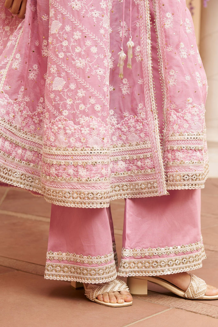 Organza Anarkali Afsana Lilac Kurta Set With Organza Afsana Dupatta