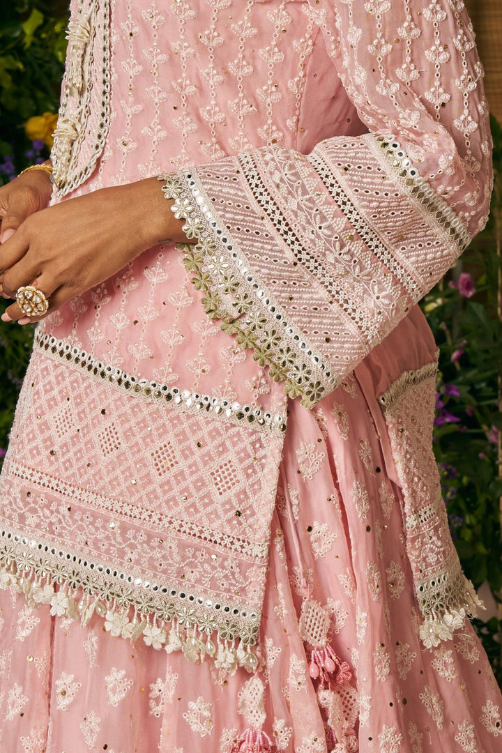 Organza Kilol Pink Lehenga Kurta Set With Organza Kilol Dupatta