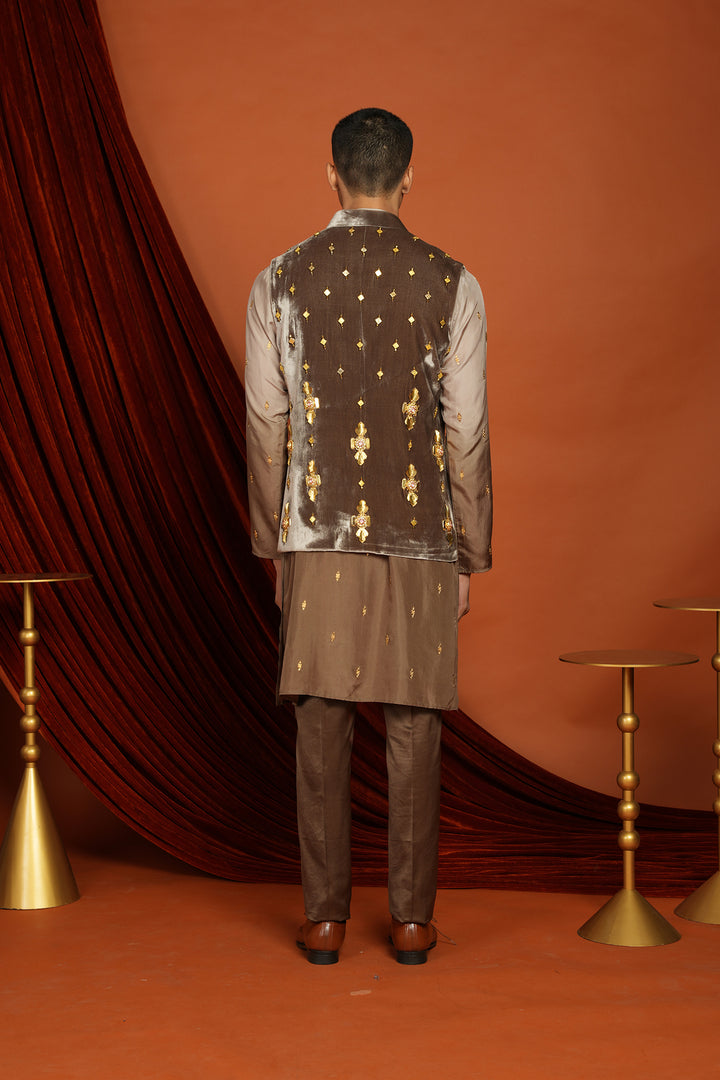 Asher - Brown Vest Jacket Set