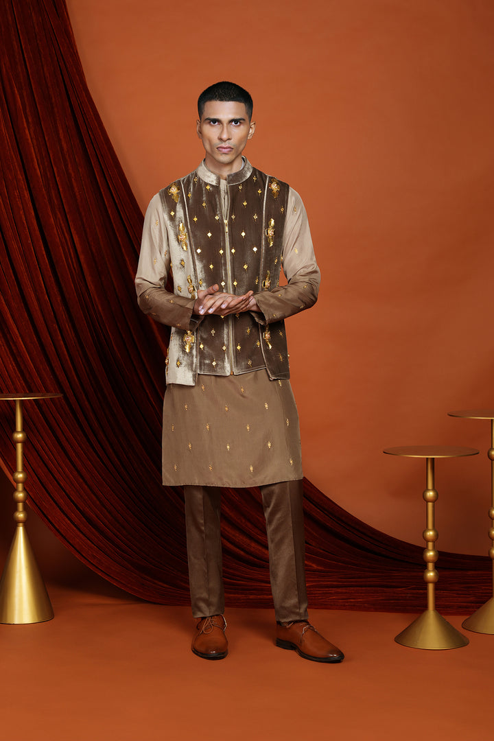 Asher - Brown Vest Jacket Set