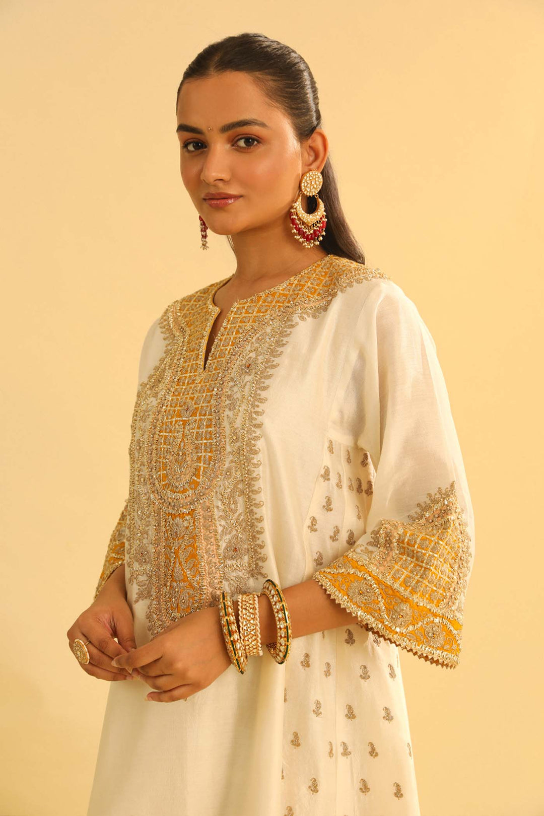 Arisana - Daisy Ivory Short Kalidaar Chauga With Salwar