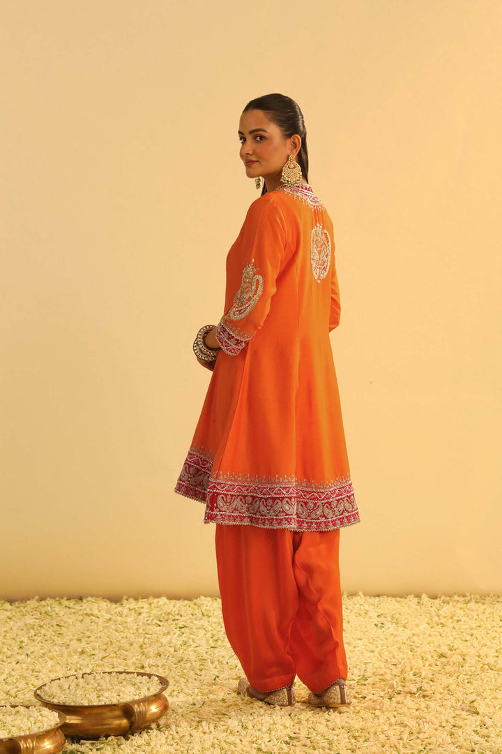 Rayana - Orange A-Line Kurta With Salwar & Dupatta