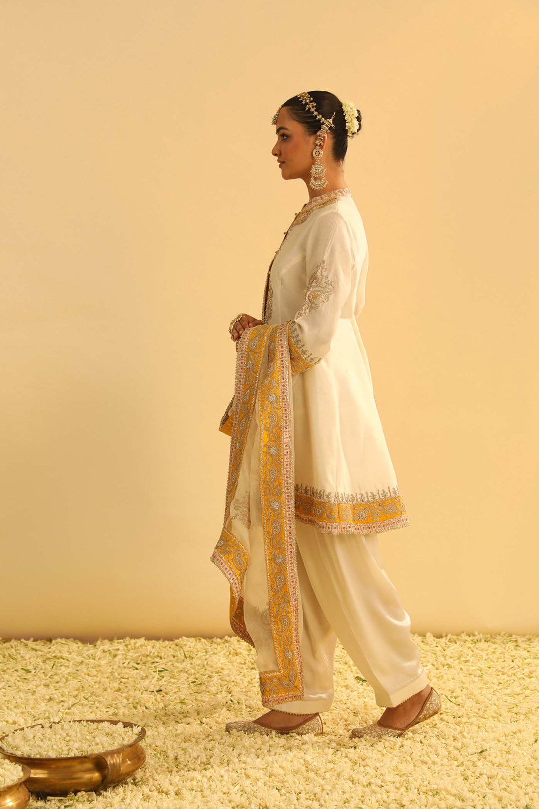 Amani - Daisy Ivory A-Line Kurta With Salwar & Dupatta