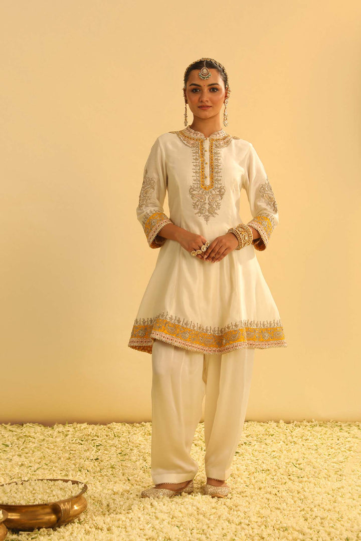 Amani - Daisy Ivory A-Line Kurta With Salwar & Dupatta