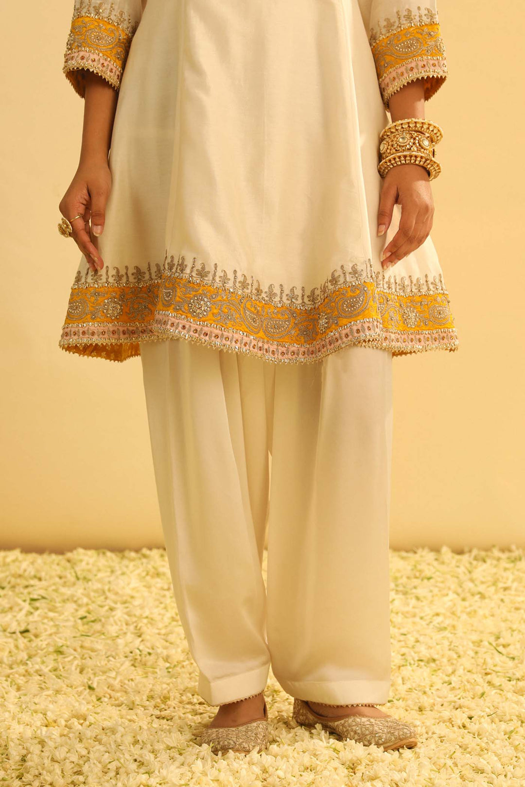 Amani - Daisy Ivory A-Line Kurta With Salwar & Dupatta