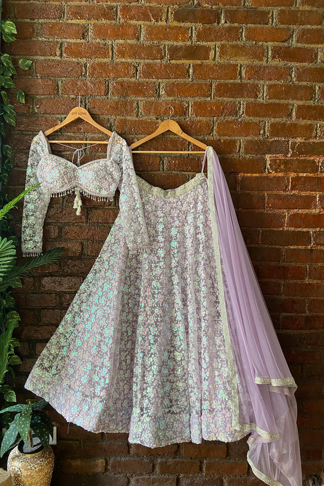 Periwinkle Sequin Work Lehenga Set