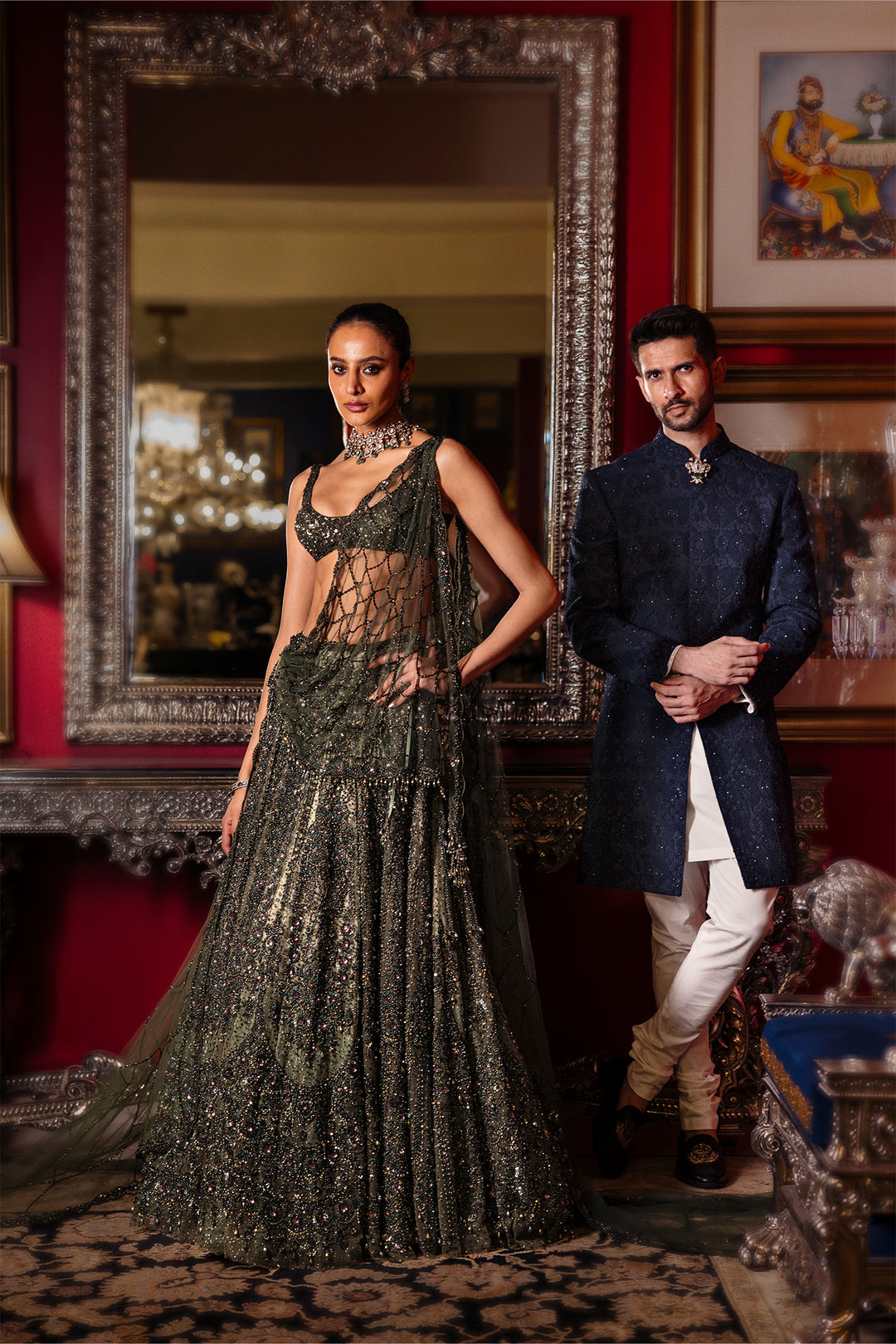 Mossaria Shimmer Cocktail Lehenga
