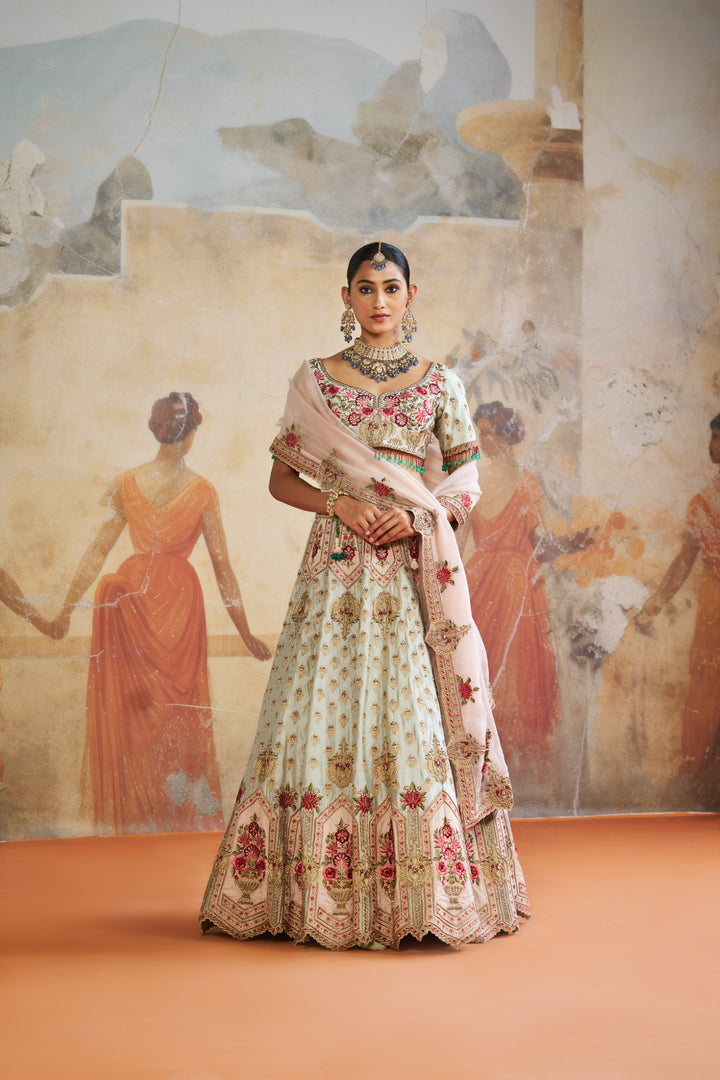 Mint Green Zardozi Lehenga Set