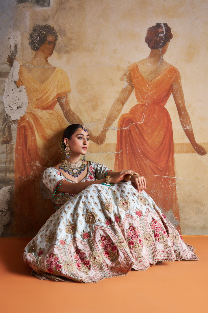 Mint Green Zardozi Lehenga Set