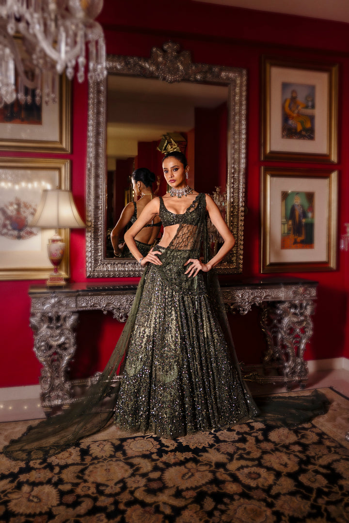 Mossaria Shimmer Cocktail Lehenga