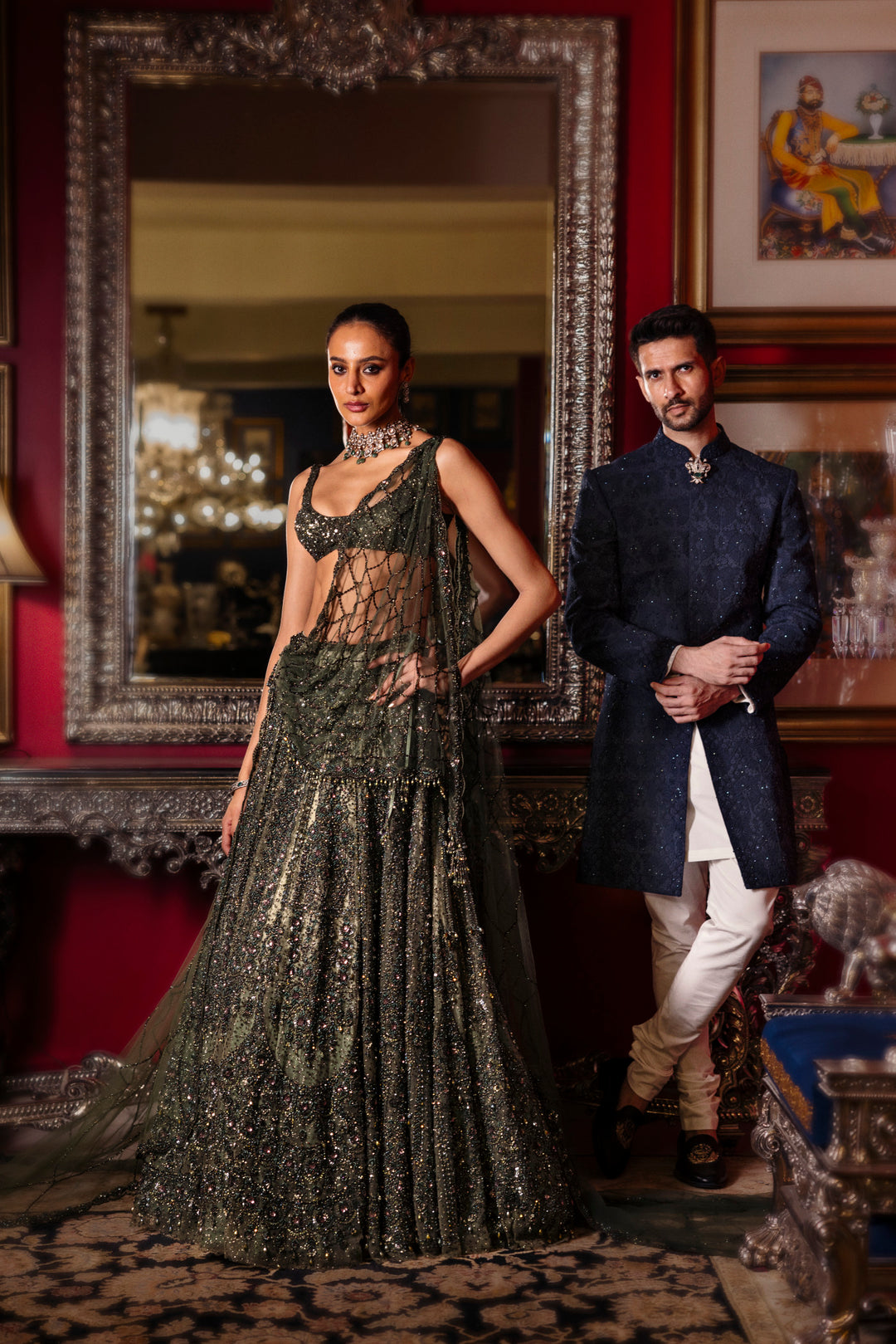 Mossaria Shimmer Cocktail Lehenga