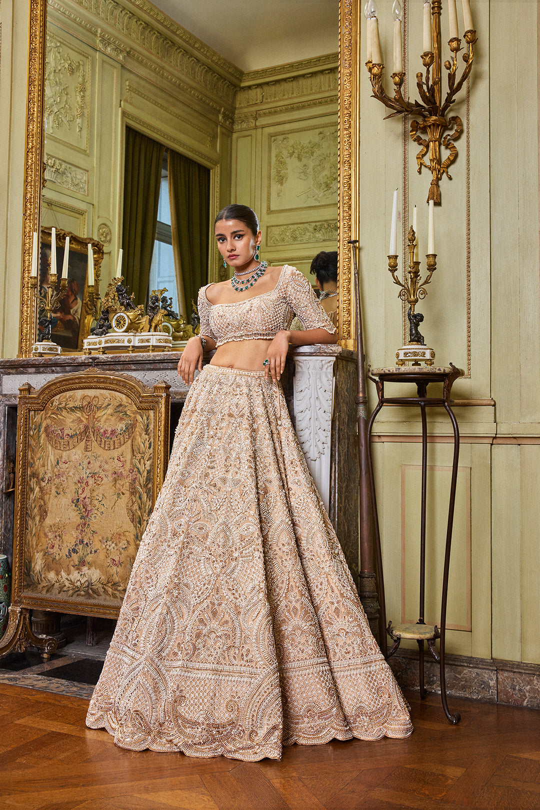 Wheat Pearl Lehenga Set