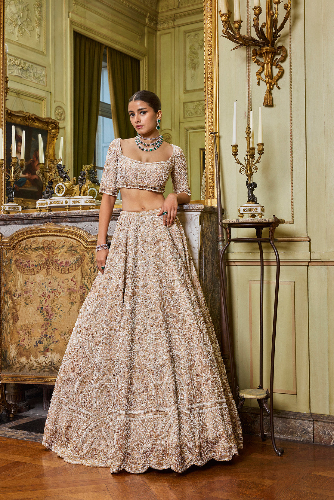 Wheat Pearl Lehenga Set – BridalTrunk by Divya Limited