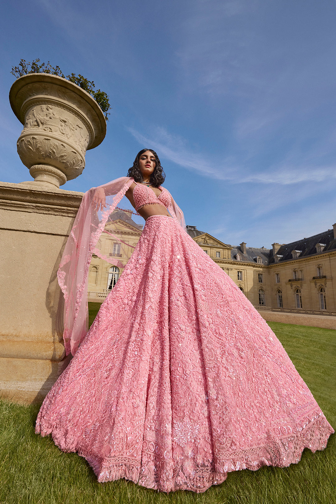 Pink Sequin Lehenga Set
