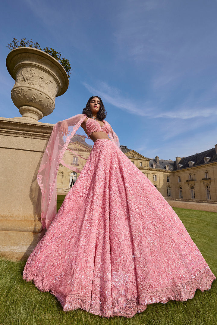 Pink Sequin Lehenga Set