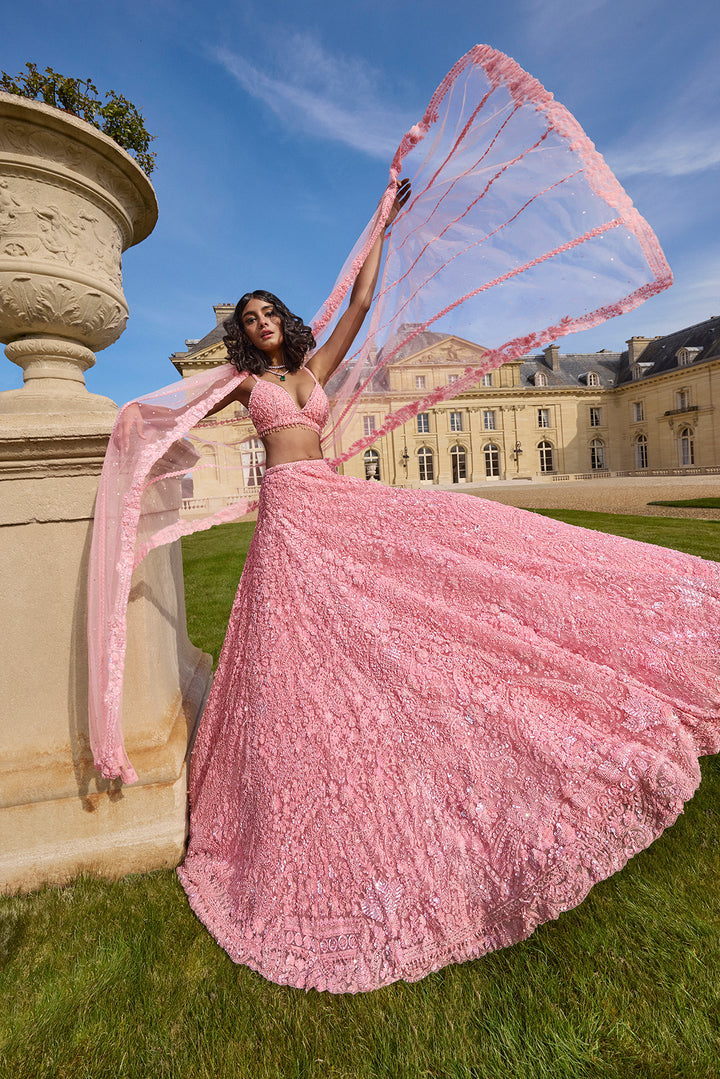 Pink Sequin Lehenga Set