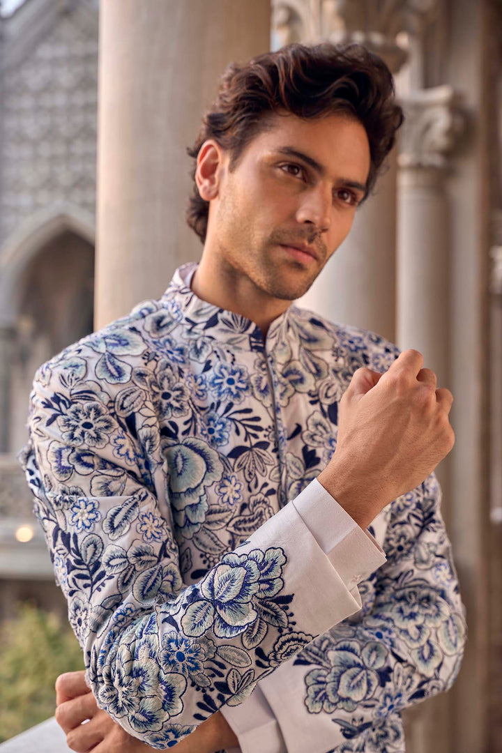 Indigo Cut Work Sherwani Set