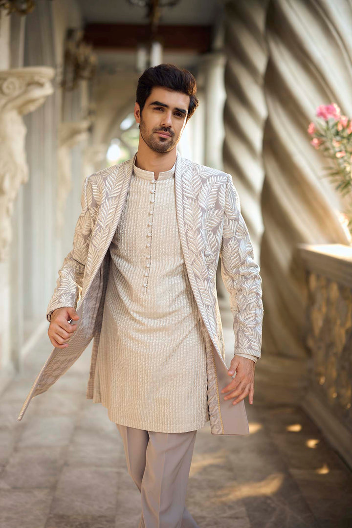 Grey Open Jacket Set