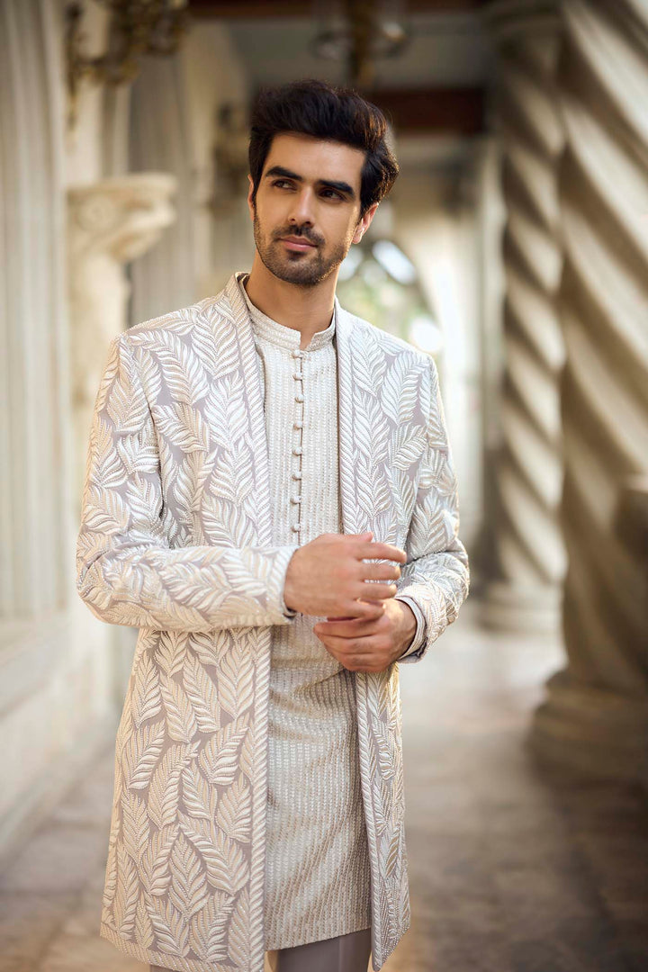 Grey Open Jacket Set