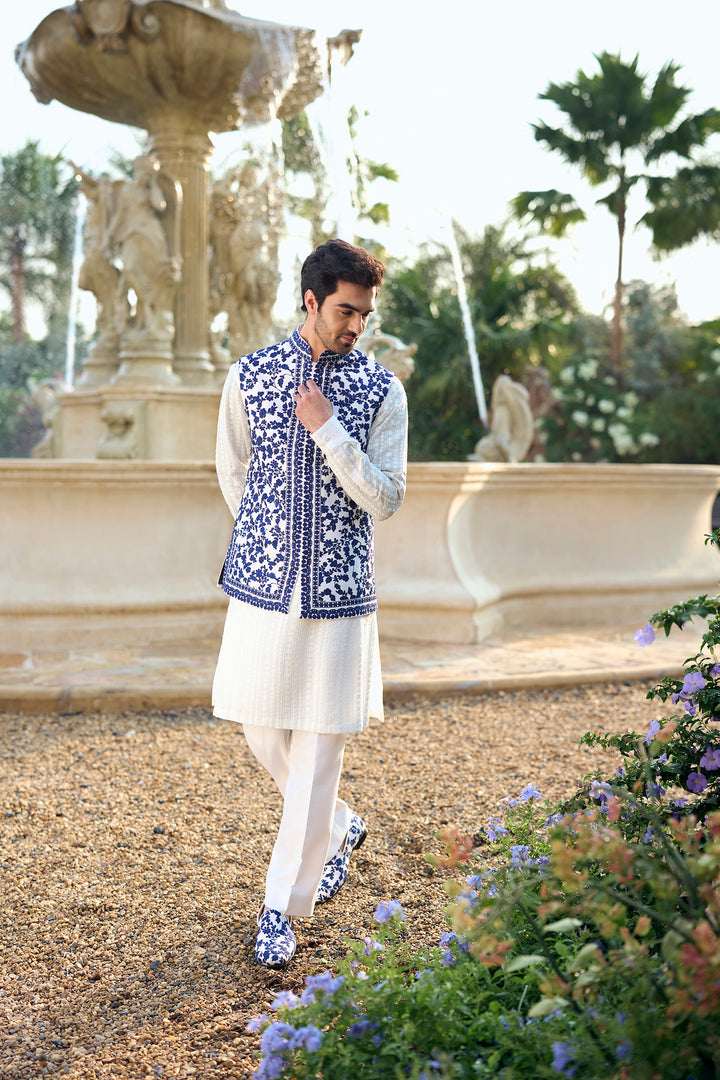 Blue Thread Work Bundi Set