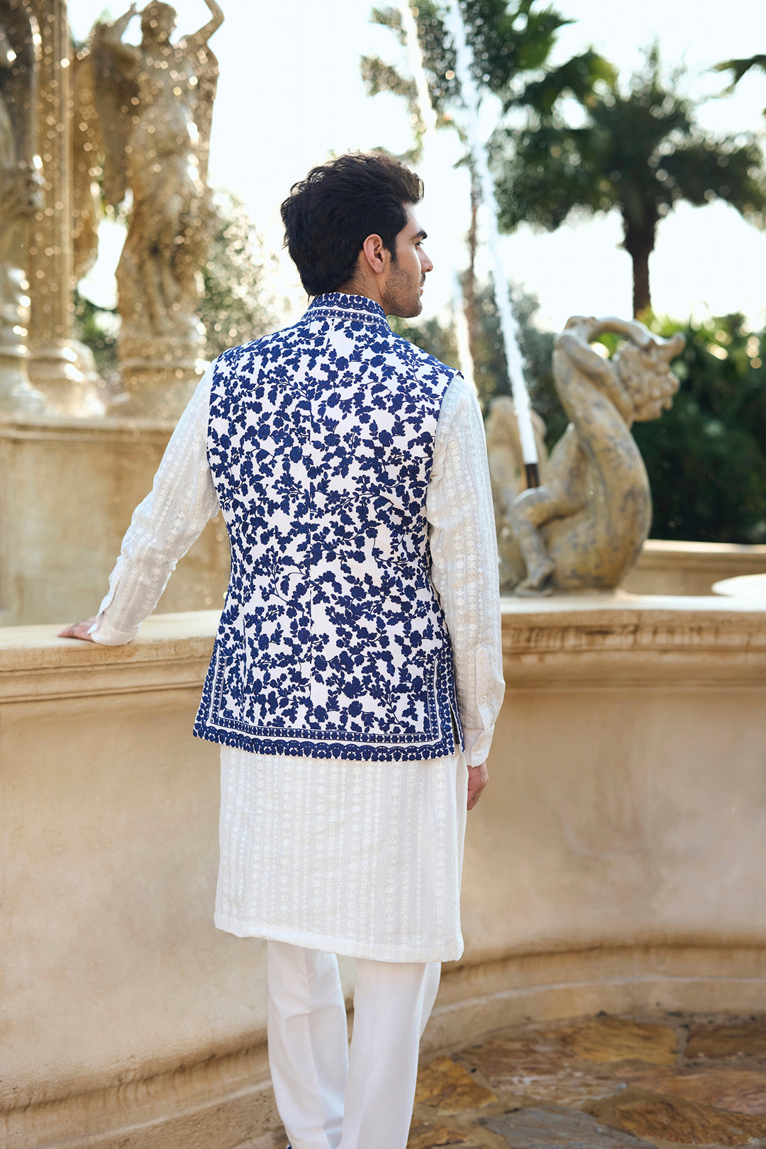 Blue Thread Work Bundi Set