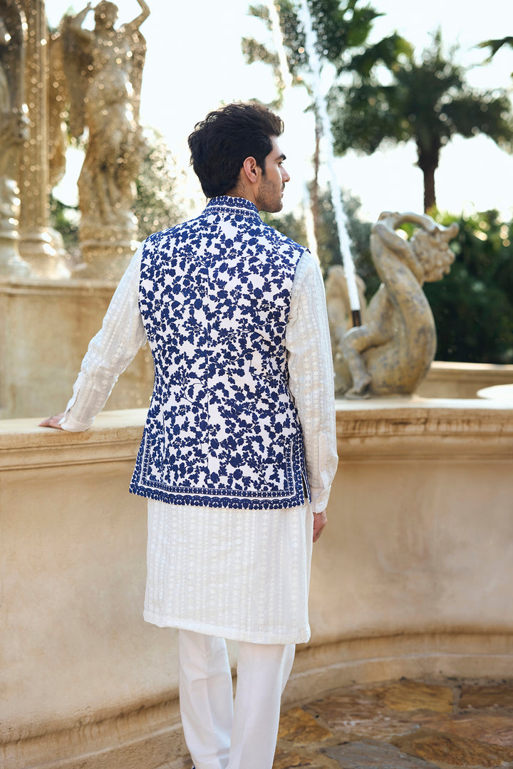 Blue Thread Work Bundi Set