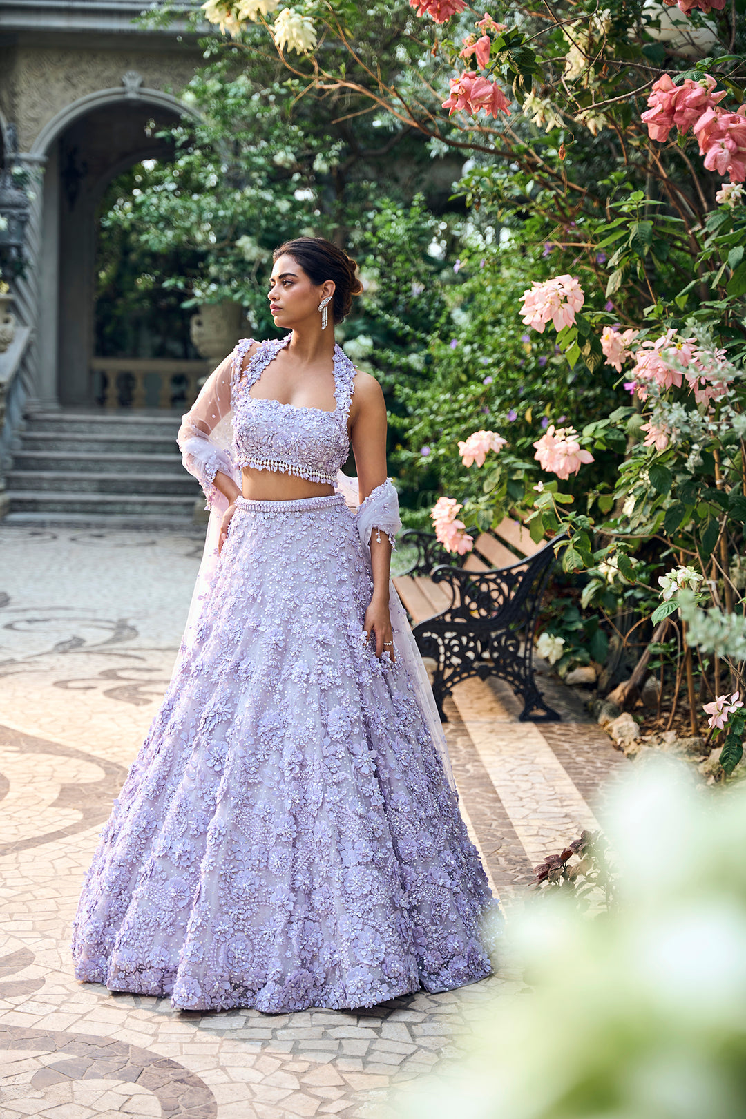 Lilac Three-Dimensional Lehenga Set