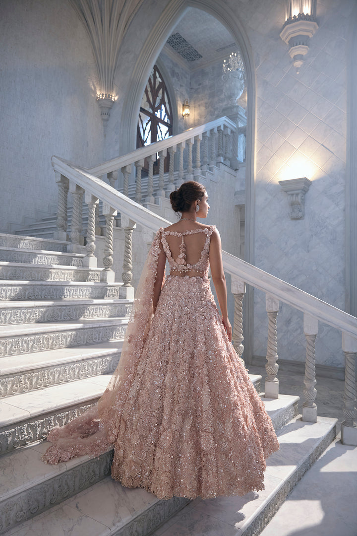 Powder Peach Cut Work Lehenga Set