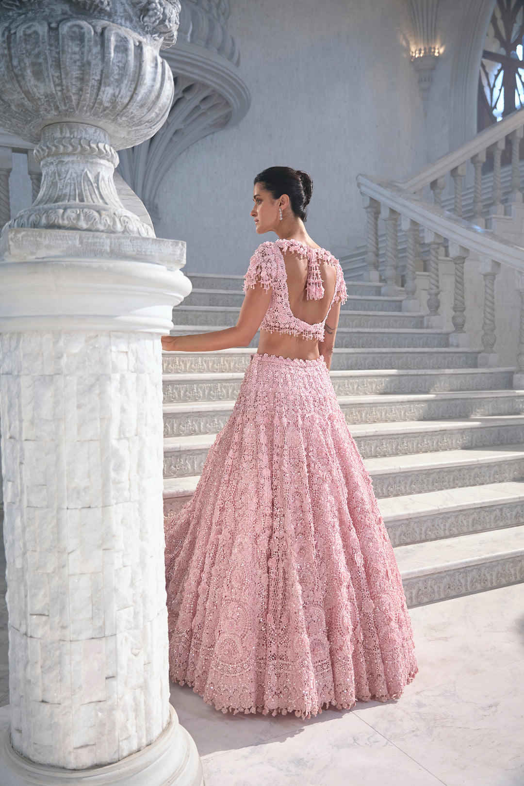 Pink Cut Work Lehenga Set