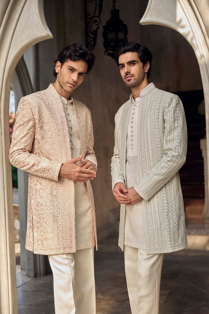 Grey Ivory Open Jacket Set