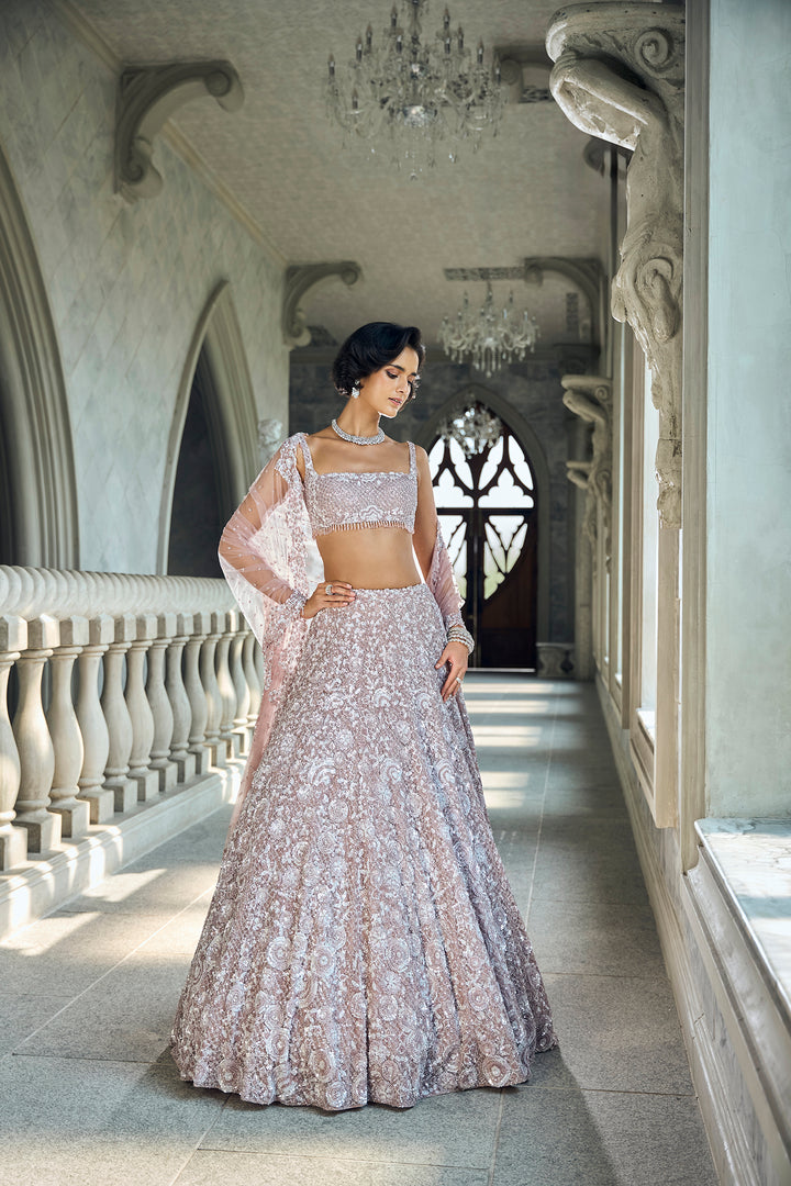 Mauve Sequin Lehenga Set