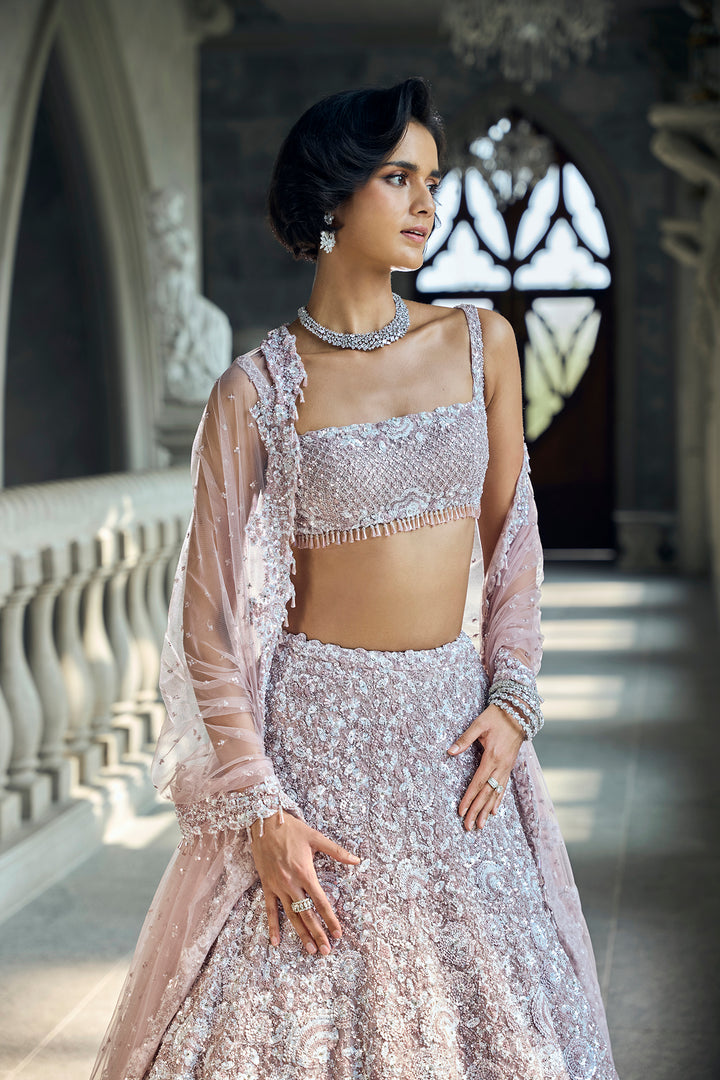 Mauve Sequin Lehenga Set